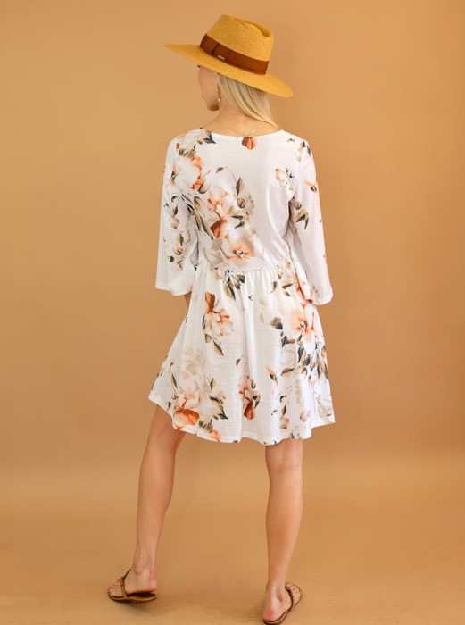 3/4 Sleeve Floral Dress | Free Shipping