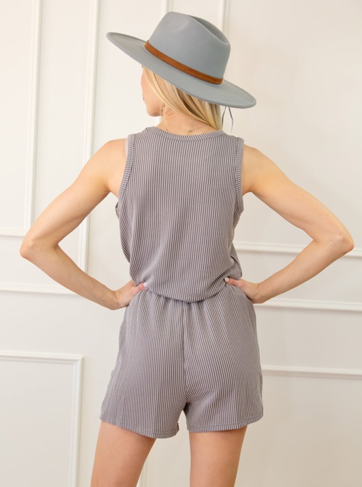 Sleeveless Top and Pocketed Short Corded Set | S-XXL