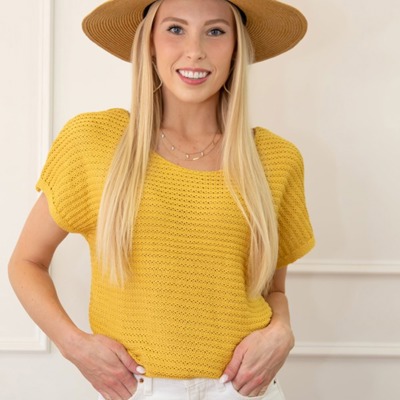 Loose Knit Short Dolman Sleeve Top