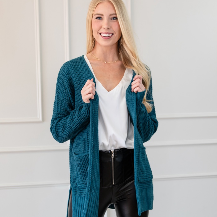 Fall Waffle Pocket Cardigan Sweater | S-XL