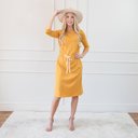 Small Mustard Easy 2 Tone Waist String Dress | S-XL