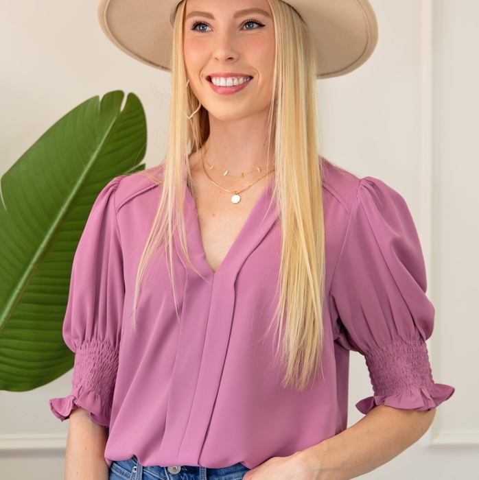 Half Sleeve V-Neck Blouse | Free Shipping