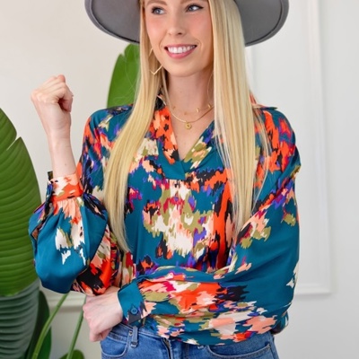 Graffiti Puff Sleeve Blouse | Free Shipping
