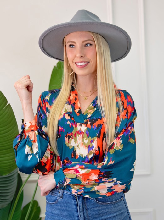 Graffiti Puff Sleeve Blouse | Free Shipping
