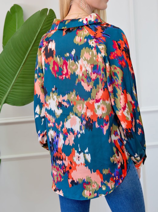 Graffiti Puff Sleeve Blouse | Free Shipping