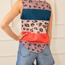  Color Block Animal Print Tank Top
