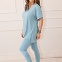 Small Dusty Teal Buttery Soft Microfiber Short Sleeve Loungewear Set | S-3X