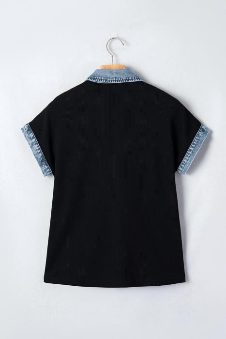 Textured Knit Colorblock Button-Down Shirt | S-XL