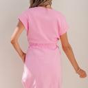  Cuffed Sleeve Patchwork Drawstring Mini Dress | S-XL