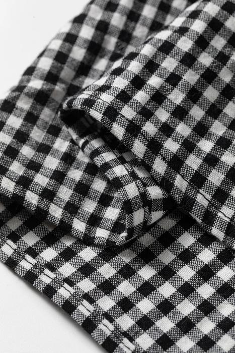 Plaid Shirred Cuff Long Sleeve Blouse | S-XL
