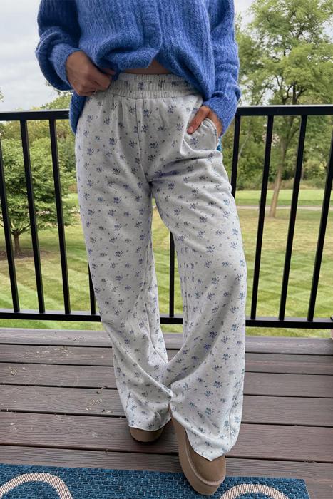 Floral Print Elastic Waist Full-Length Pants | S-XL