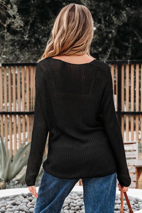 Crochet Open-Knit Sweater Top | S-XL