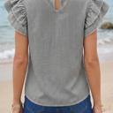  Ruffle Sleeve Stripe Round Neck Blouse | S-XL