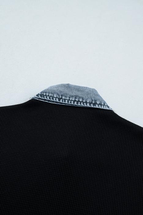 Textured Knit Colorblock Button-Down Shirt | S-XL