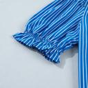  Short Puff Sleeve Stripe Ruffle Blouse | S-XL