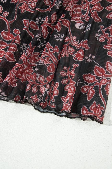 Midnight Bloom Retro Floral Mesh Dress | S-XL
