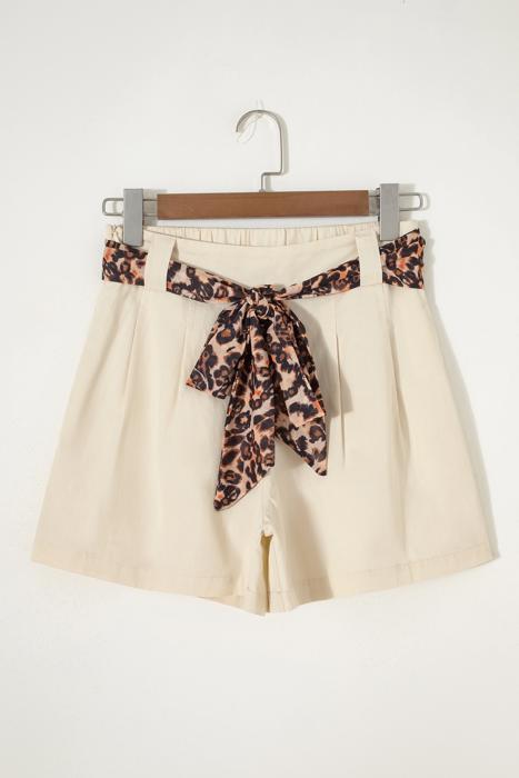 Chic Leopard Contrast Belted Shorts | S-XL