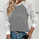  Textured Knit & Hollowed Lace Patchwork Sleeve Top | S-XL