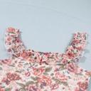 Retro Floral Square Neck Ruffle Trim Tank Top | S-XL