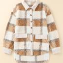 Small Brown Plaid Teddy Jacket | S-2XL