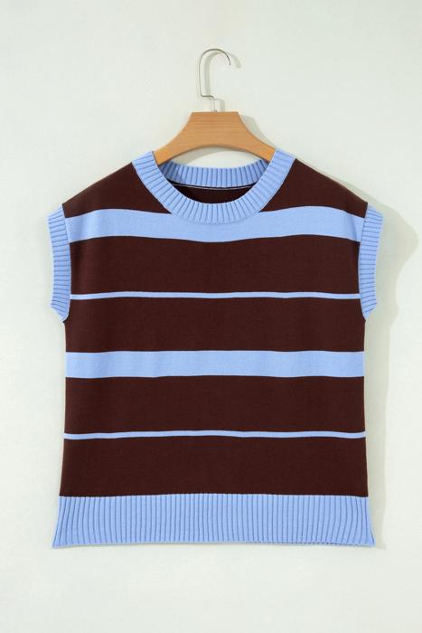 Classic Striped Short Sleeve Knit Top | S-XL