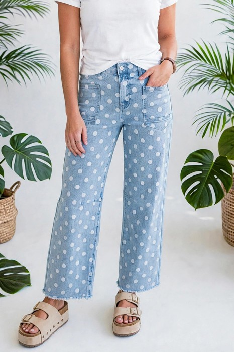 Polka Dot Slim Fit Denim Jeans
