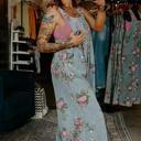  Pleated Floral High-Waist Wide-Leg Denim Jumpsuit | S-XL