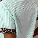  Stripe Contrast Leopard Collared Shirt | S-XL