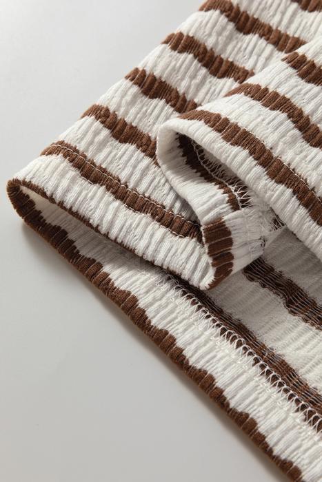 Striped Textured Hooded V-Neck Long Sleeve Top | S-XL
