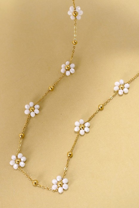 Summer Multi Beaded Flower Charm Necklace