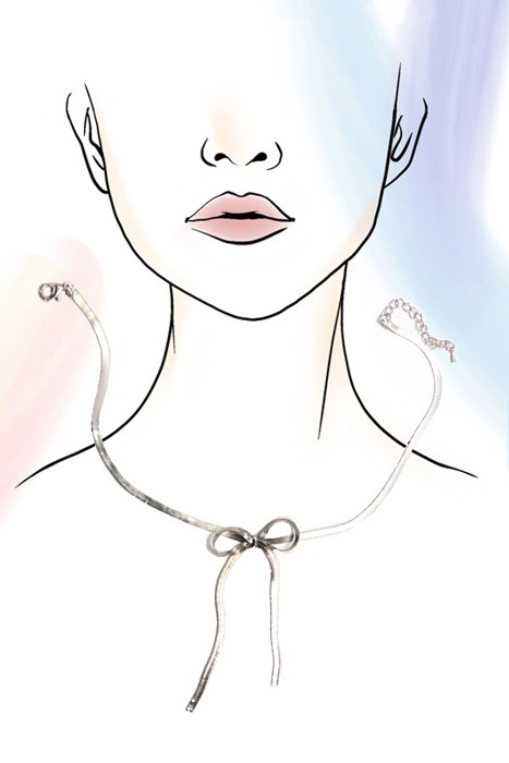 Herringbone Snake Chain Bow Necklace | Free Shipping