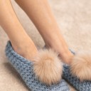  Cozy Knitted Slippers with Pom Pom | Two SIZES fits most | Free Shipping