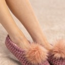  Cozy Knitted Slippers with Pom Pom | Two SIZES fits most | Free Shipping