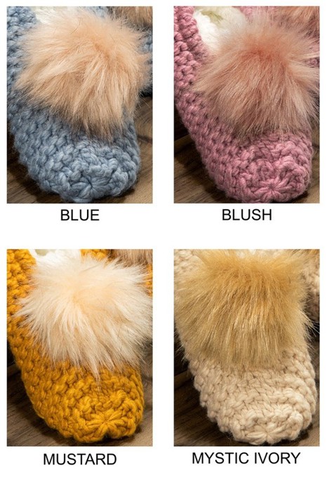 Cozy Knitted Slippers with Pom Pom | Two SIZES fits most | Free Shipping