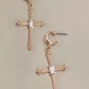  Cross Rhinestone Drop Hoop Earrings | Free Shipping