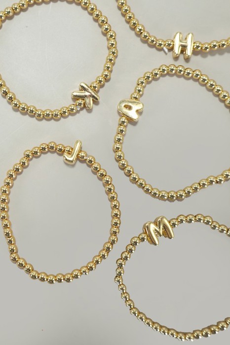 Initial Monogram Bubble Stretch Bead Bracelet | Free Shipping