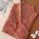 Large Caramel Floral Sheer Lace Trendy Top | S-XL