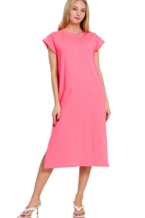 Solid Color Side-Slit Maxi Dress | S-XL