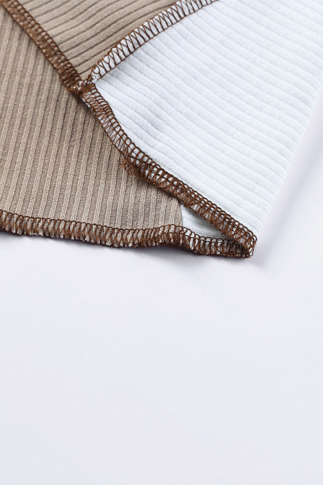 Seaming Trim Rib Knit Top | S-2XL
