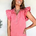  Ruffled Half Zipped Short Set | S-XL