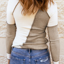  Seaming Trim Rib Knit Top | S-2XL