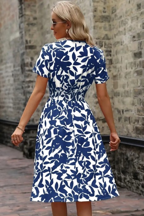 Falling Leaves Waist Band Midi Dress | S-XXL