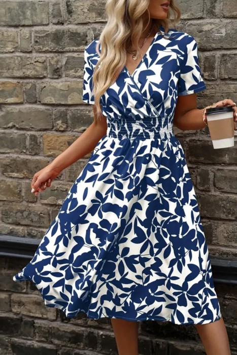 Falling Leaves Waist Band Midi Dress | S-XXL