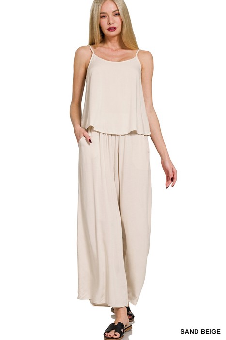 Relax and Flow Woven Cami & Pants Set with Pockets |S-L