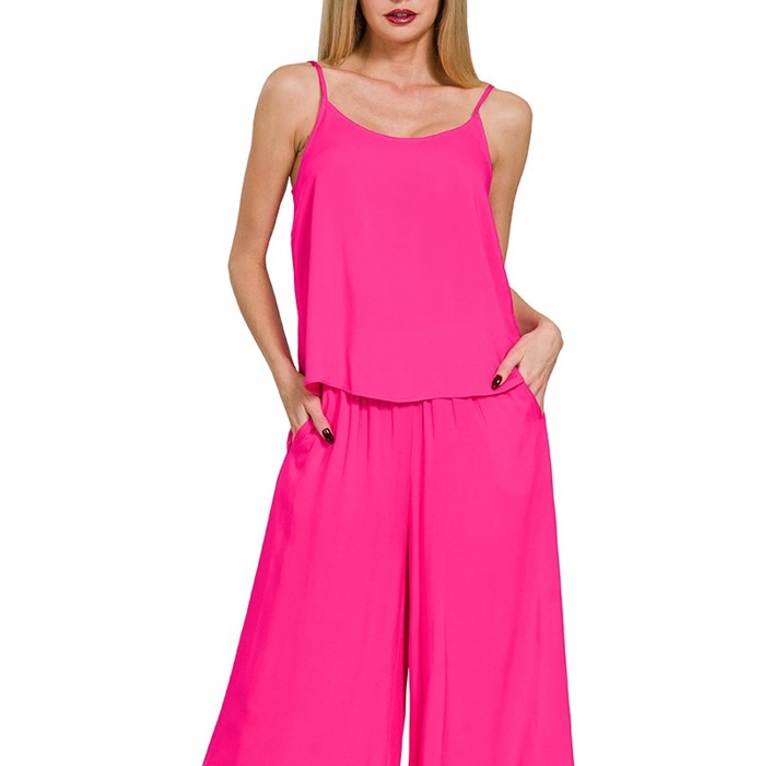 Relax and Flow Woven Cami & Pants Set with Pockets |S-L
