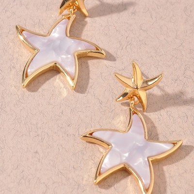 Mother Of Pearl  Starfish Drop Earrings | 2 Colors