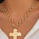  Hammered Cross Front Toggle Necklace | 2 Colors