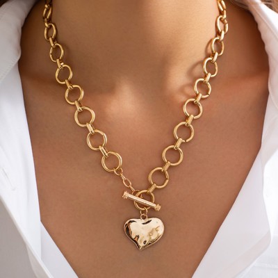 Hammered Heart Front Toggle Necklace | 2 COLORS