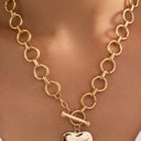  Hammered Heart Front Toggle Necklace | 2 COLORS