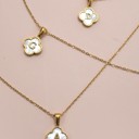  18k Stainless Steel Mother of Pearl Clover Initial Necklace